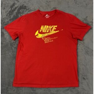 NIKE Air Max Logo T-Shirt Size Large Medium Red Yellow Flight Sneakerhead